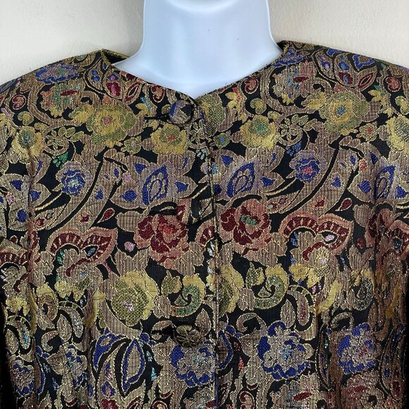 Vintage Womens Brocade Metallic Old Money Jacket 10 Gold Blazer Special Event - Picture 3 of 10